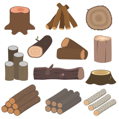 Wood materials logs vector clipart