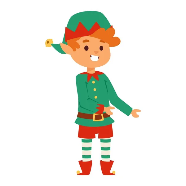 Santa Claus kid cartoon elf helper — Stock vektor