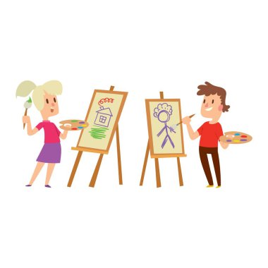 Sanatçı çocuklar çocuk vektör set.