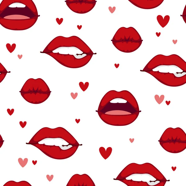 Woman lips seamless pattern — Stock Vector