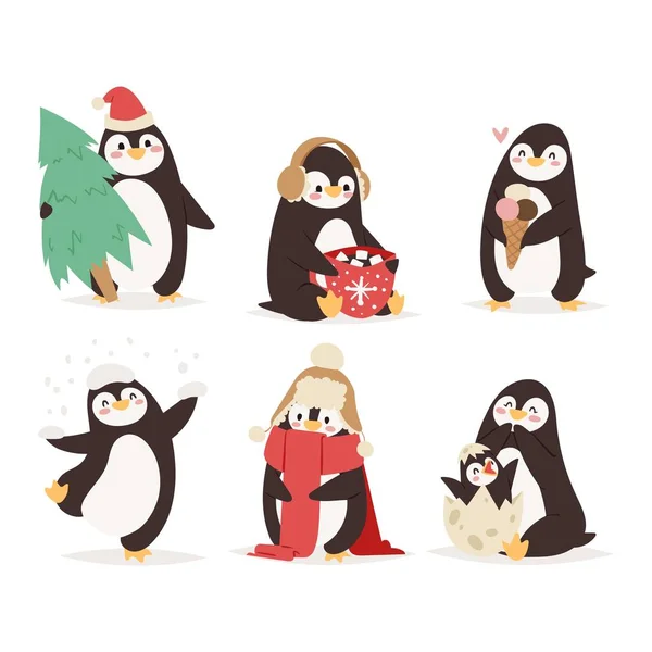 Pinguim conjunto de caracteres vetoriais —  Vetores de Stock