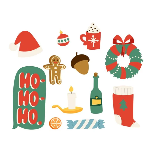 Ensemble vectoriel de symboles icônes de Noël . — Image vectorielle