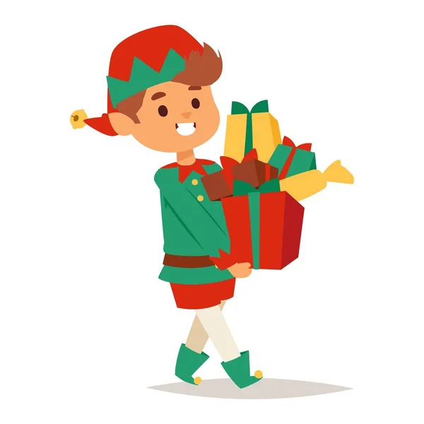 Weihnachtsmann claus kid cartoon elf helfer — Stockvektor