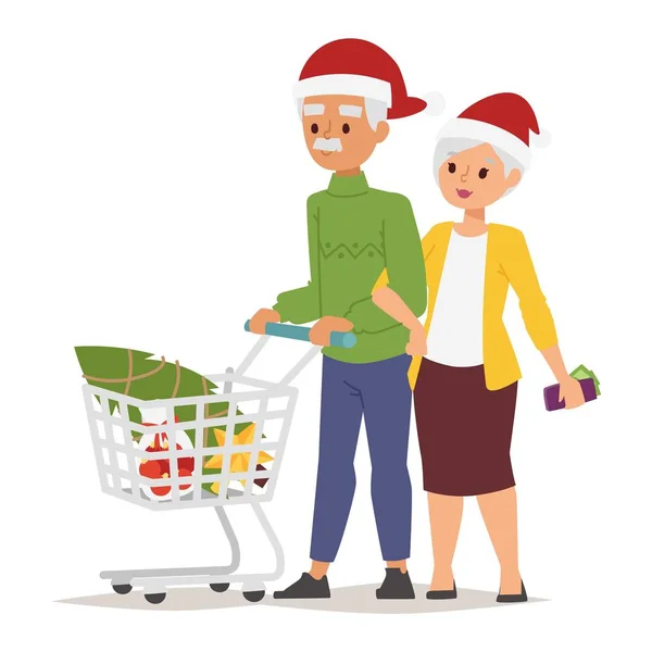 Natal compras pessoas vetor —  Vetores de Stock