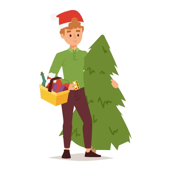 Christmas shopping people vector — Stock Vector