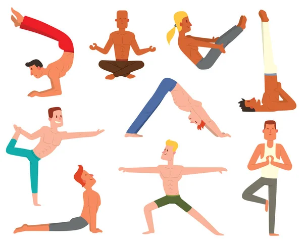 Set vettore uomo yoga . — Vettoriale Stock