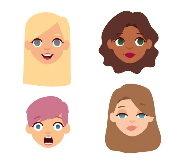 Woman emoji face vector icons. — Stock Vector