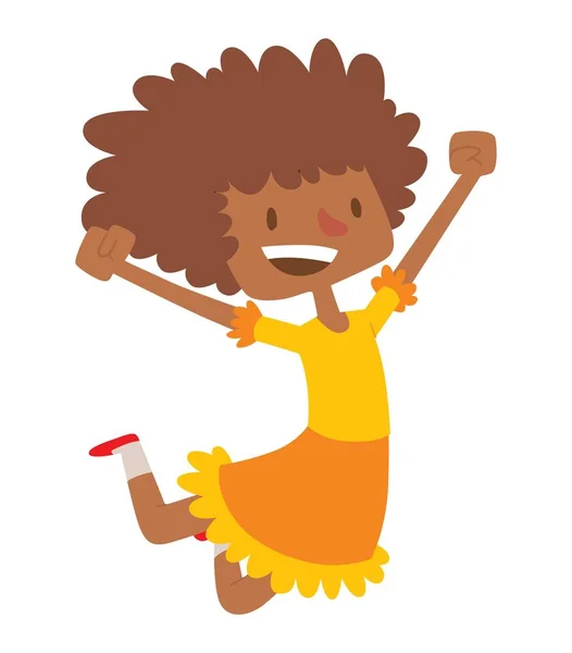 Afro kız vektör çizim atlama. — Stok Vektör