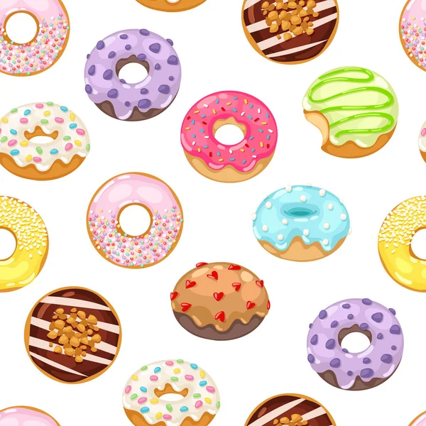 Donuts vetor padrão sem costura —  Vetores de Stock