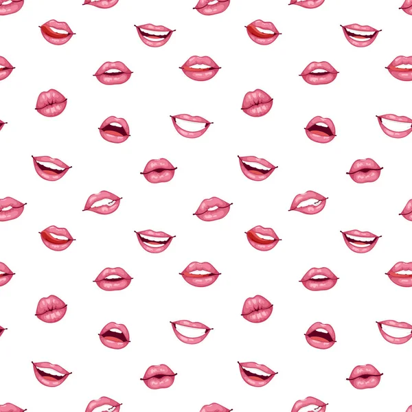 Mujer labios patrón sin costura — Vector de stock