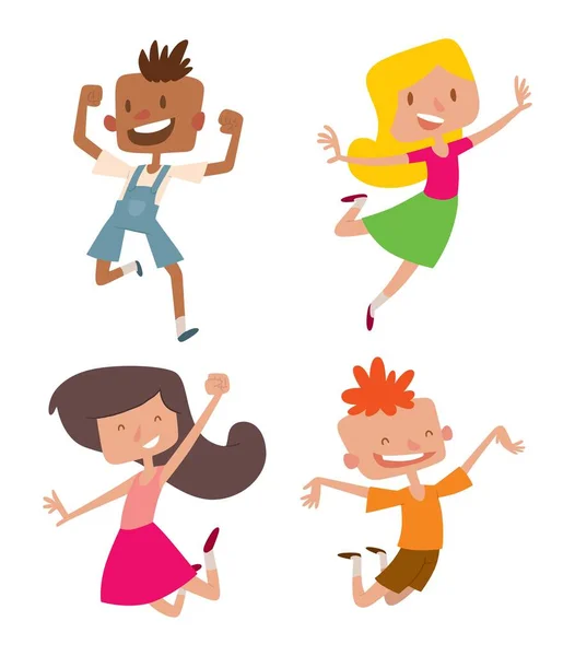 Enfants heureux dans différentes positions ensemble vectoriel . — Image vectorielle