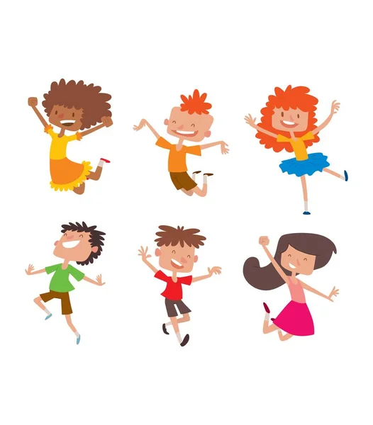 Niños felices en diferentes posiciones vector conjunto . — Vector de stock
