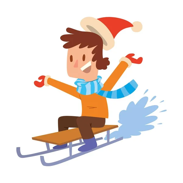 Різдвяний хлопчик грає в зимові ігри — стоковий вектор