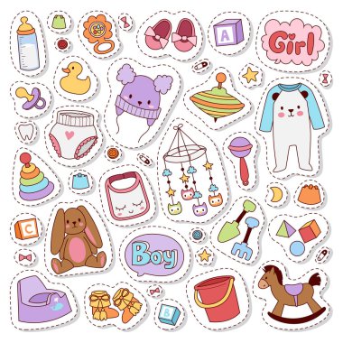 Bebek çıkartmaları rozet vektör.