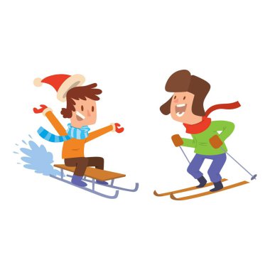 Kış oyunları oynayan Noel çocuklar