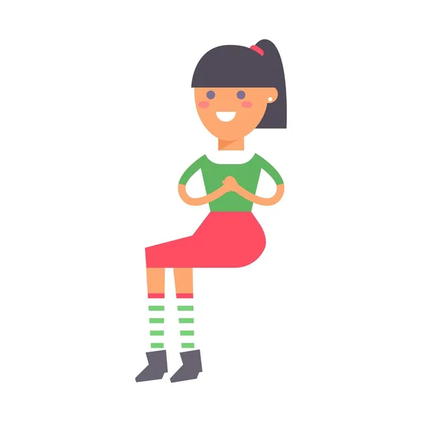 Sitting girl vector illustration. — Stock Vector