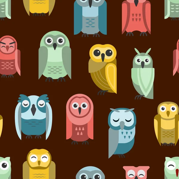 Cartoon owl vektor sömlösa mönster — Stock vektor