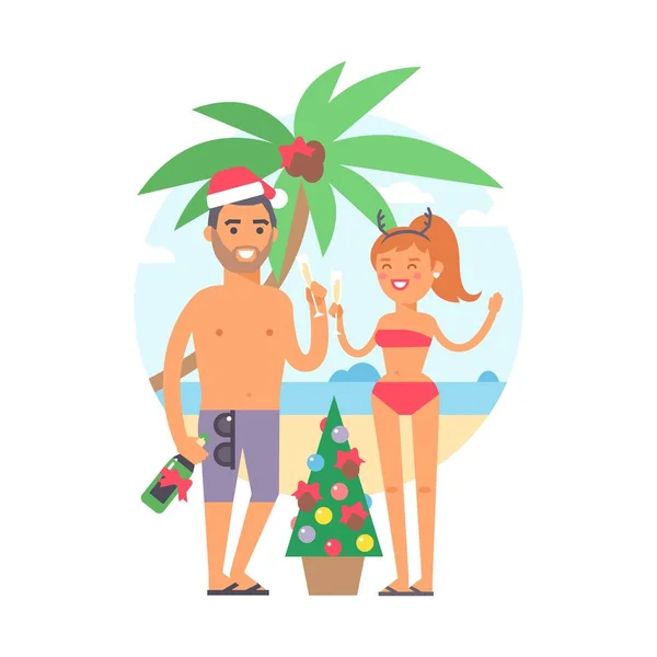 Familia de verano ilustración . — Vector de stock