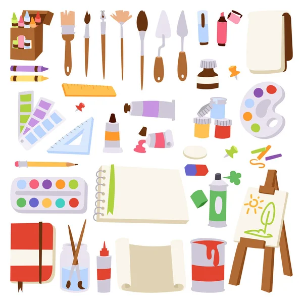 Painting vector artist tools palette icon set flat illustration details