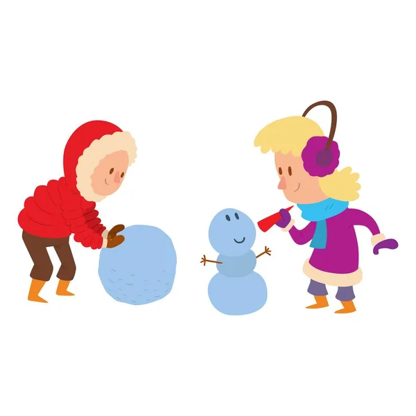 Kerstmis kinderen spelen van de winter — Stockvector