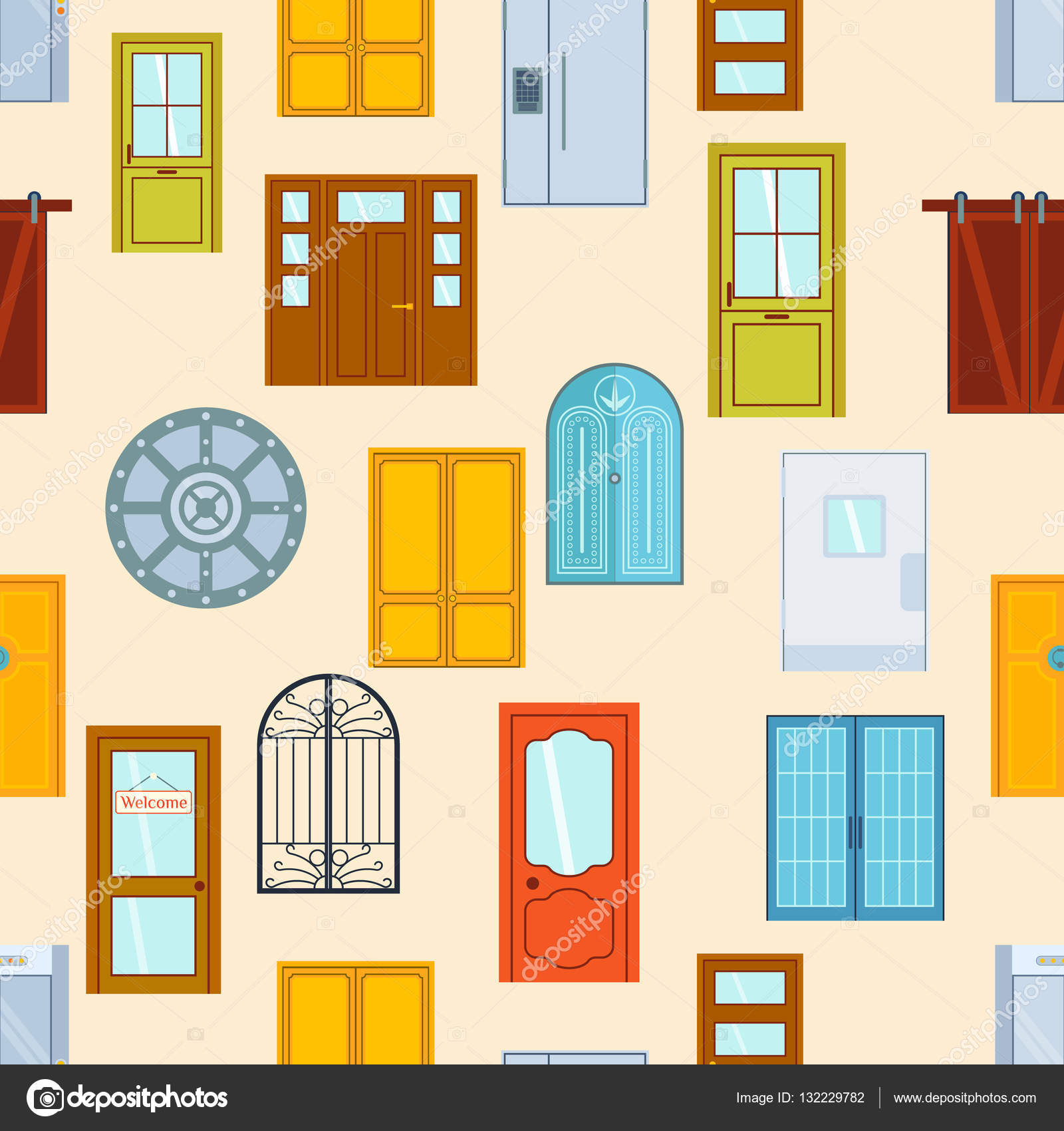 Doors seamless pattern vector illustration. — Stock Vector © adekvat