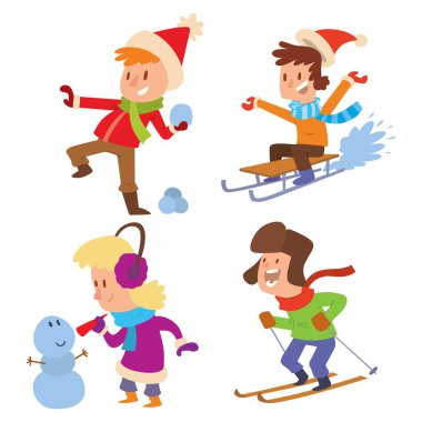 Kış oyunları oynayan Noel çocuklar
