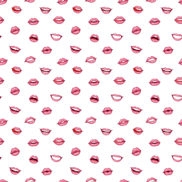 Woman lips seamless pattern — Stock Vector