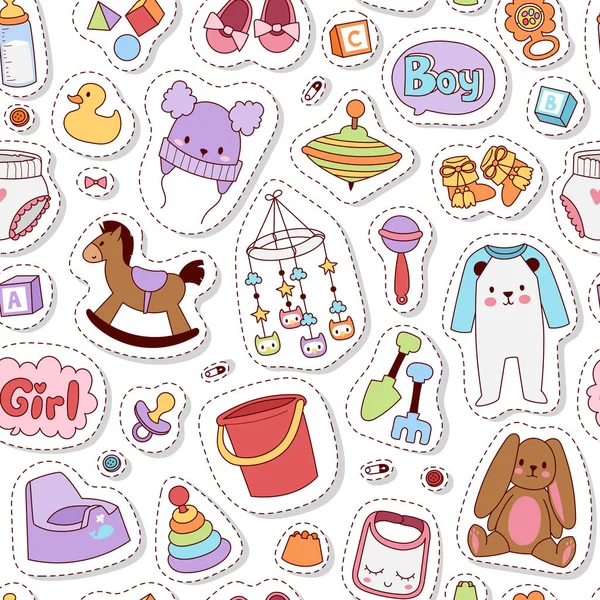 Baby icons seamless pattern vector. — Stock Vector