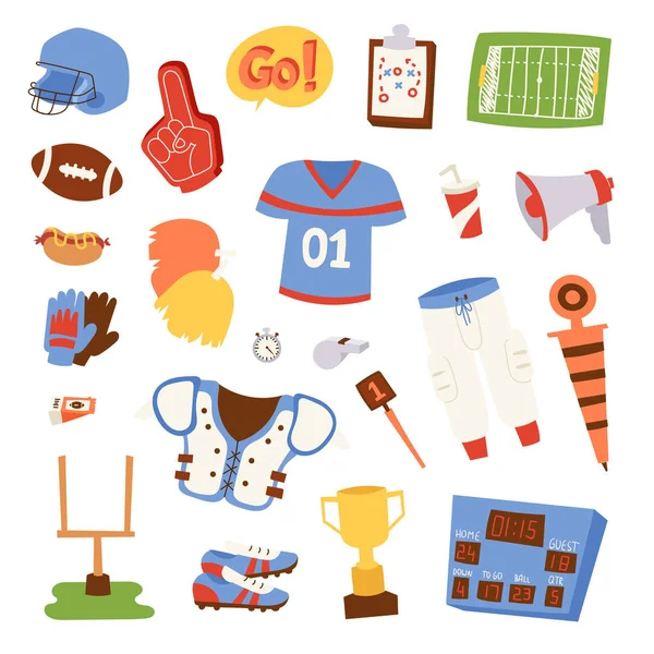 Estadounidense iconos de fútbol vector conjunto . — Archivo Imágenes Vectoriales