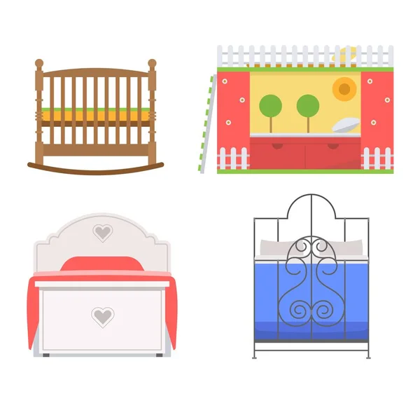 Conjunto de icono de cama vectorial . — Vector de stock