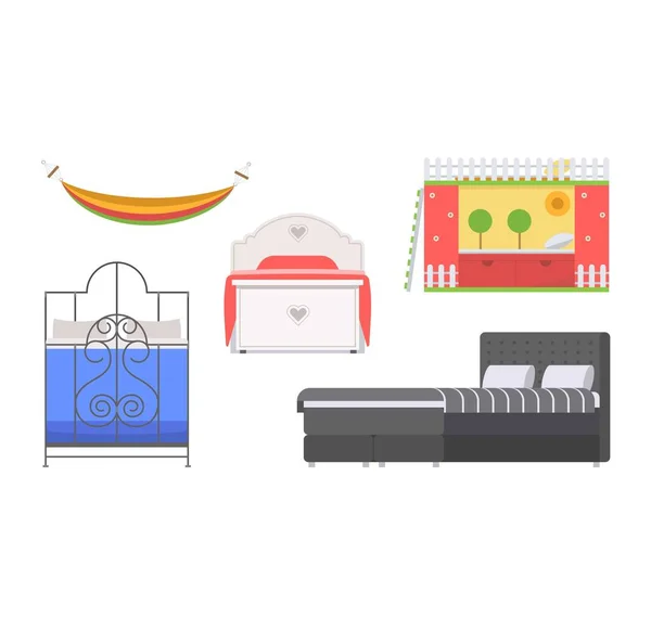 Conjunto de icono de cama vectorial . — Vector de stock