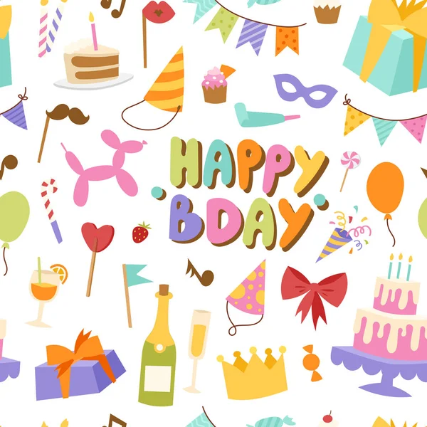 Happy birthday seamless pattern vector. — Stock Vector