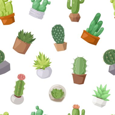 Kaktüs doodle Dikişsiz desen vektör.