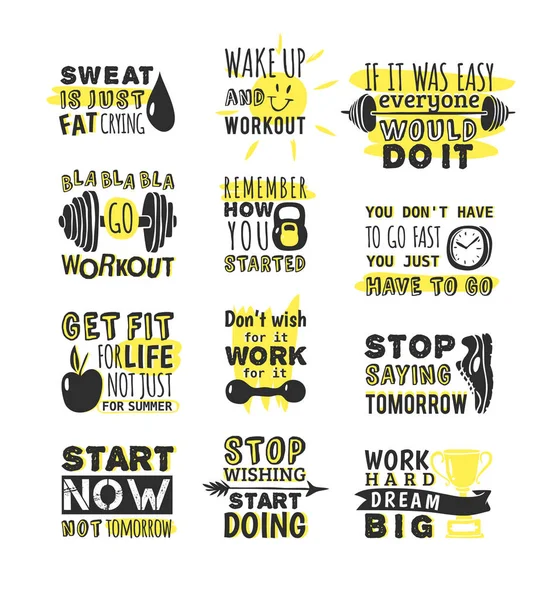 Deporte motivación frases vector . — Vector de stock