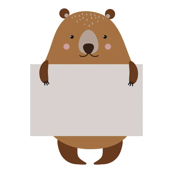 Animale selvaggio orso sciopero con piatto pulito vettore bordo . — Vettoriale Stock
