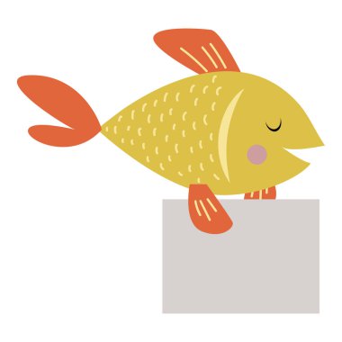 Wild animal fish strike with clean plate board vector. clipart