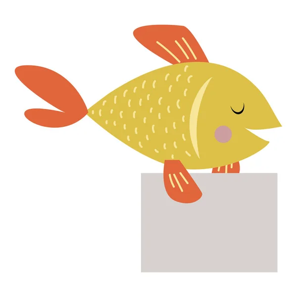 Vilda djur fisk strike med ren plattan styrelsen vektor. — Stock vektor