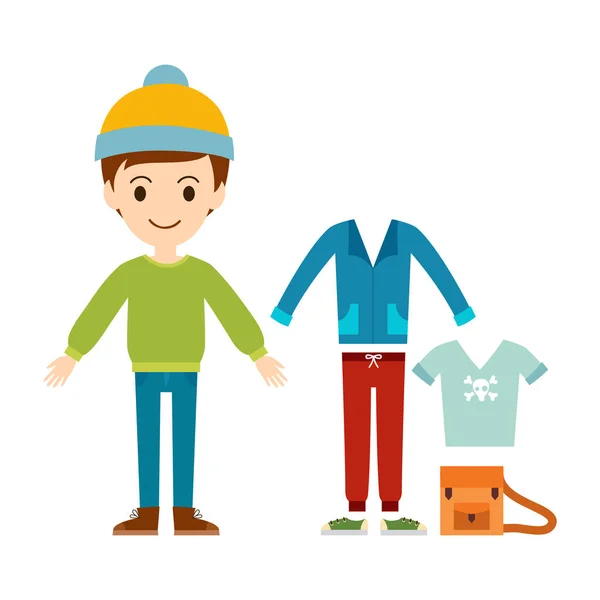 Beautiful vector cartoon fashion boy cloth constructor. — Stock Vector