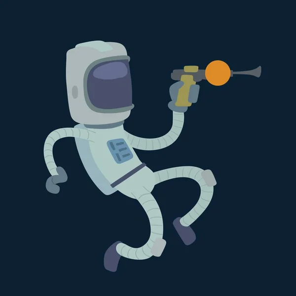 Ładny astronautów w przestrzeni kosmicznej, pracy i zabawy. — Wektor stockowy