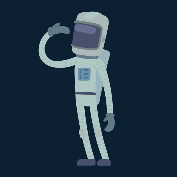 Lindo astronauta en el espacio, trabajando y divirtiéndose . — Vector de stock