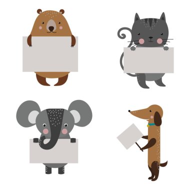 Vahşi hayvan Hayvanat Bahçesi strike ile temiz tabak kurulu vektör.