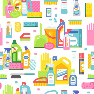 Cleaning tools sweamless pattern vector.