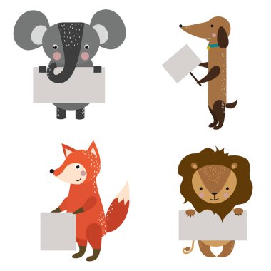 Vahşi hayvan Hayvanat Bahçesi strike ile temiz tabak kurulu vektör.