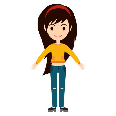 Güzel vektör çizgi film kız moda.