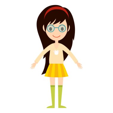 Güzel vektör çizgi film kız moda.