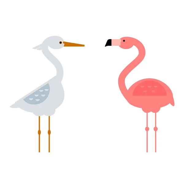 Cool stork and flamingo vector illustration. — Stock Vector