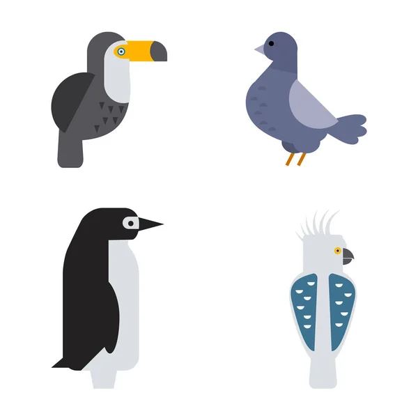 Aves vector conjunto ilustración aislado — Vector de stock