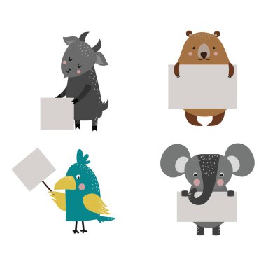 Vahşi hayvan Hayvanat Bahçesi strike ile temiz tabak kurulu vektör.