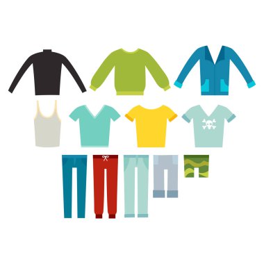 Güzel vektör karikatür moda erkek kumaş Oluşturucu.