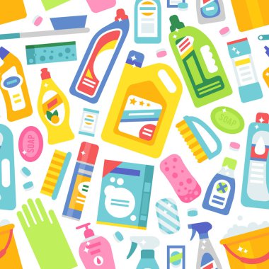 Temizlik araçları sweamless vektör desen.